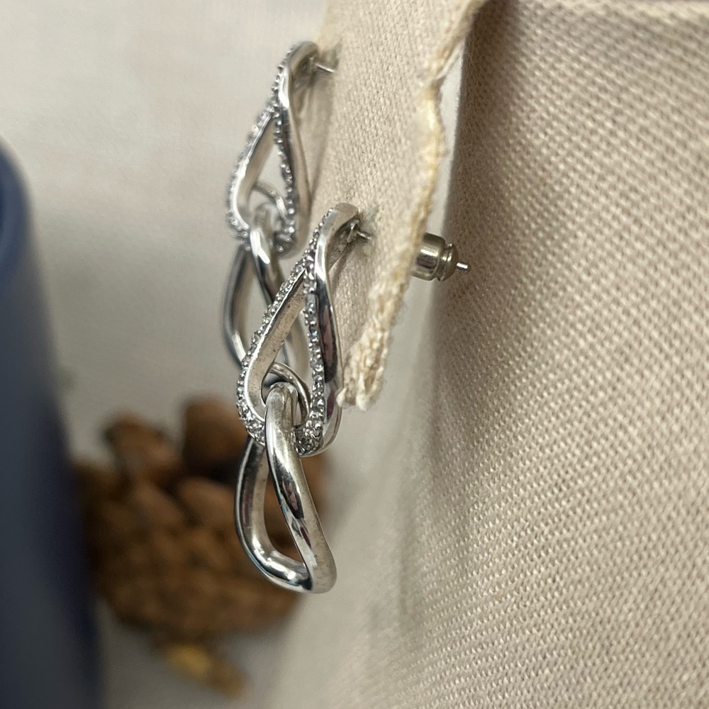 Vintage Sterling Silver Dangle Earrings with Brilliant Sparkle - Picture 8 of 15